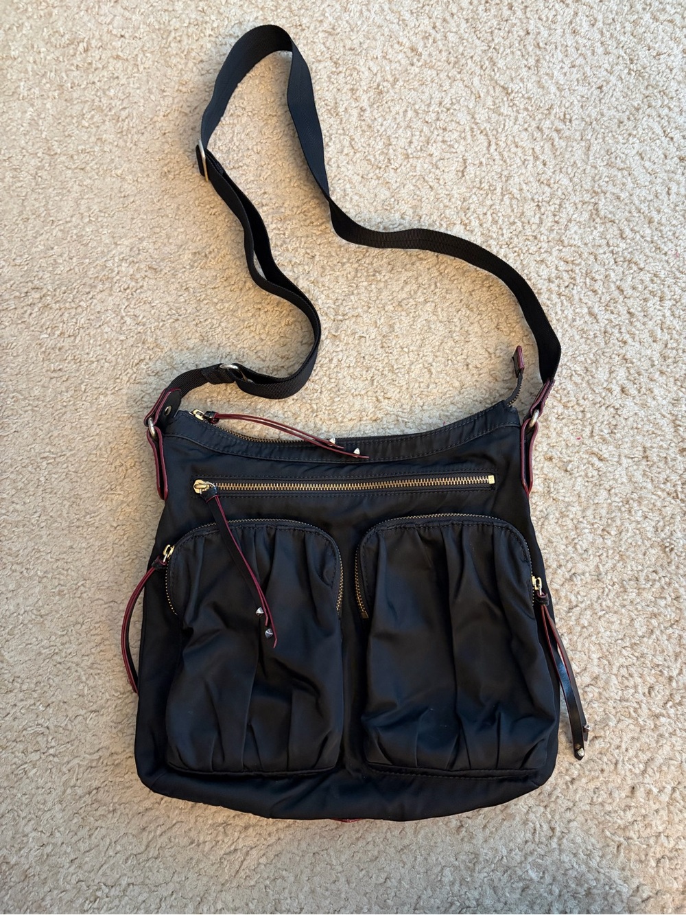 MZ Wallace Black Crossbody bag with Italian leather trim.